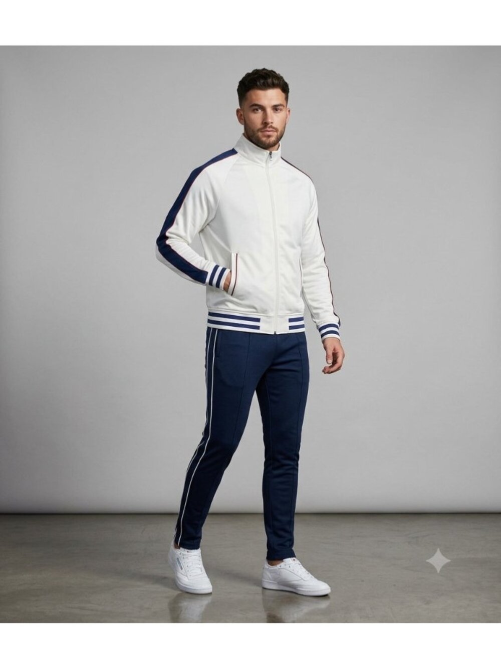 Footlocker Mens Track Jacket Cream Size S Minimalist Athleisure Sporty Retro